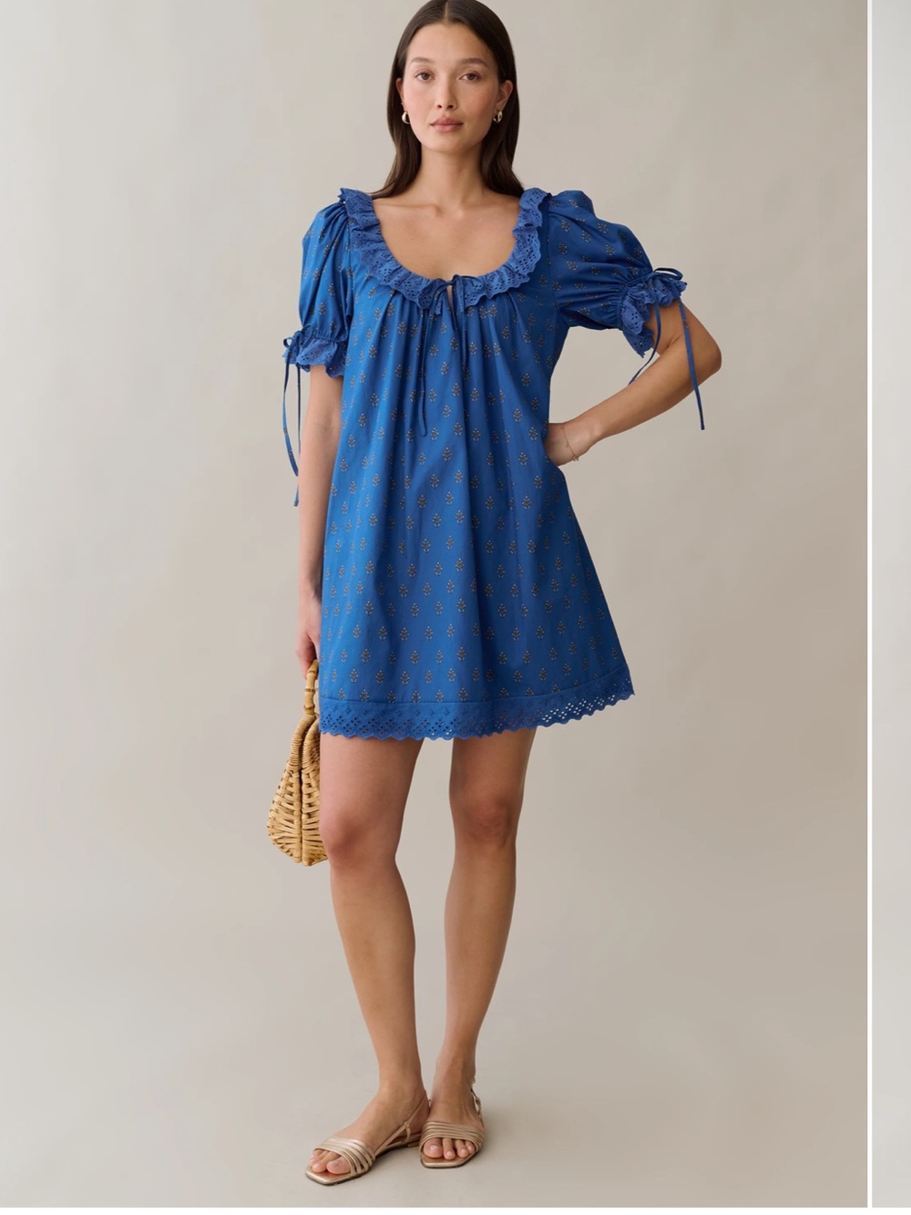 NWT Kourt Juliet Cotton Eyelet Trim Few Moda Dress Size Medium
